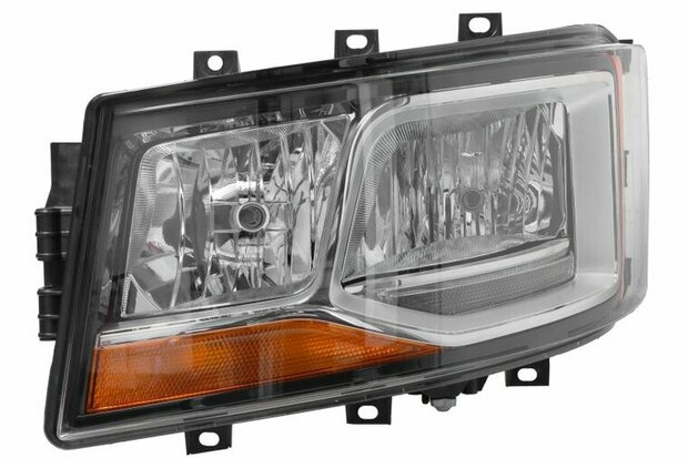 HELLA mistlichten achteraan Koplamp Links (2*H7/H21W/LED, elektrisch, met motor, functie dagrijlicht, kleur invoegen: verchroomd) past: SCANIA G II, L, P II, R II, S 06.17- OEM Ref. 2379889, 2379890