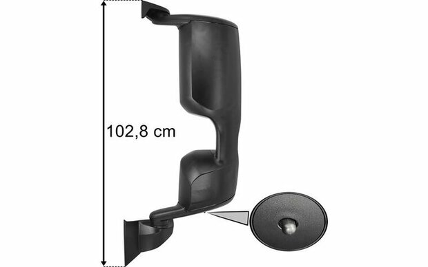 Zijspiegel Links, met verwarming, elektrisch, lengte: 1014mm, zwart, breedte: 414mm past: DAF XF, XG, XG+  OEM Ref. 2248157
